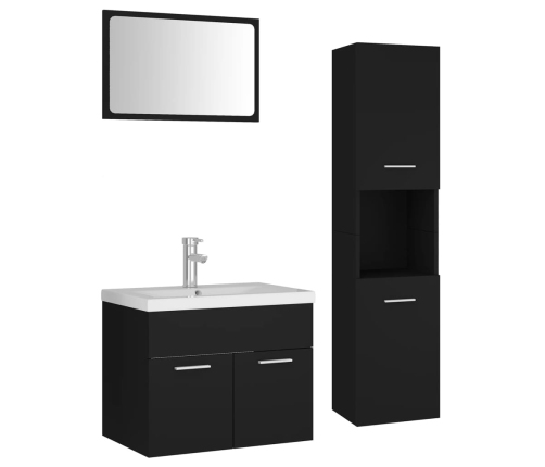 Juego de muebles de baño madera de ingeniería negro