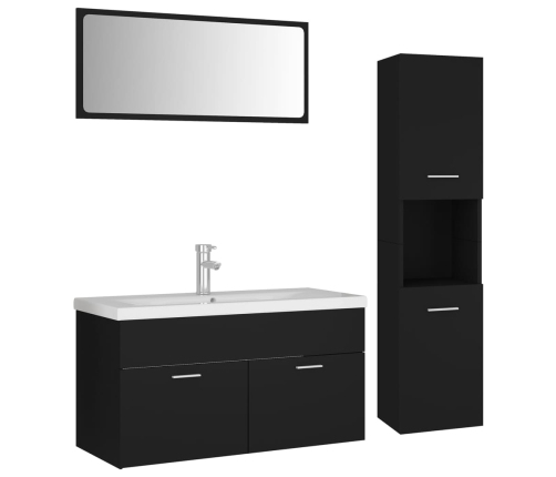 Juego de muebles de baño madera de ingeniería negro