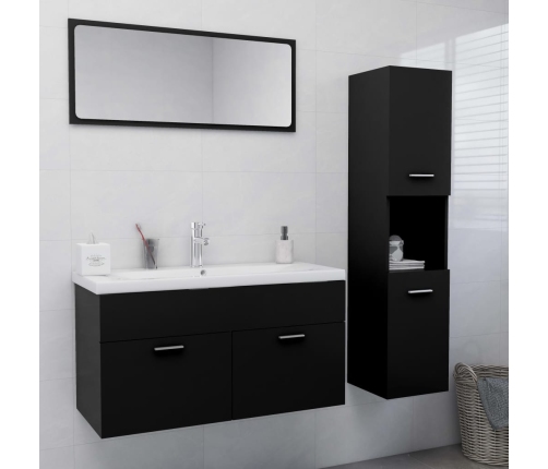 Juego de muebles de baño madera de ingeniería negro