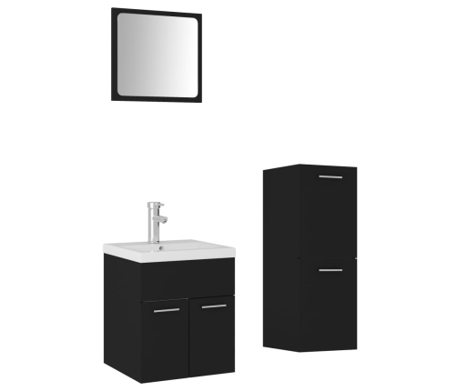 Juego de muebles de baño madera de ingeniería negro