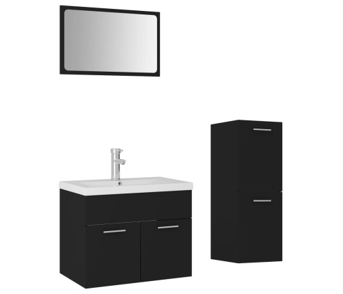 Juego de muebles de baño madera de ingeniería negro