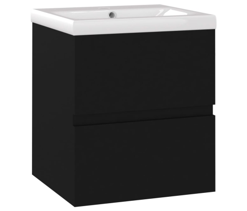 Mueble con lavabo negro madera contrachapada