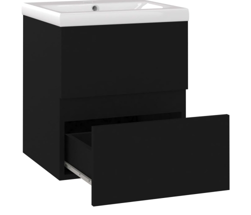 Mueble con lavabo negro madera contrachapada