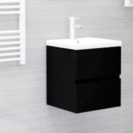 Mueble con lavabo negro madera contrachapada