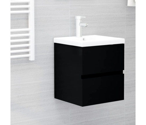 Mueble con lavabo negro madera contrachapada