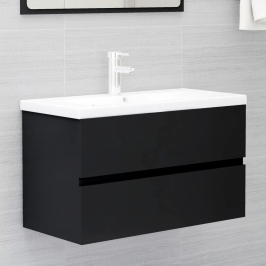 Mueble con lavabo madera de ingeniería negro