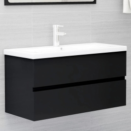 Mueble con lavabo madera de ingeniería negro