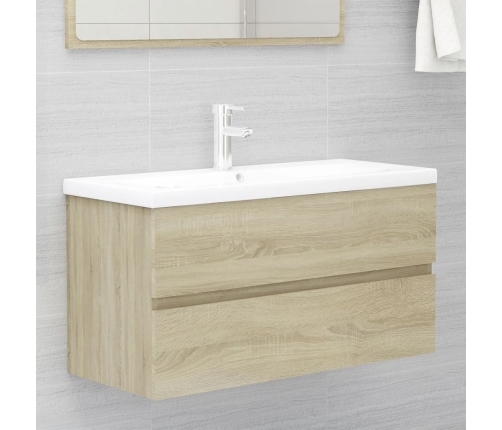 Mueble con lavabo madera de ingeniería roble Sonoma