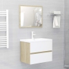 Set de muebles de baño madera ingeniería blanco y roble Sonoma