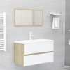 Set de muebles de baño madera ingeniería blanco y roble Sonoma