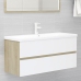 Set de muebles de baño madera ingeniería blanco y roble Sonoma