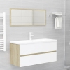 Set de muebles de baño madera ingeniería blanco y roble Sonoma