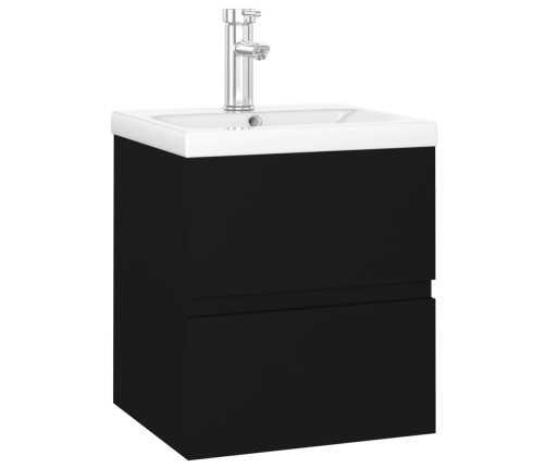 Mueble con lavabo negro madera contrachapada