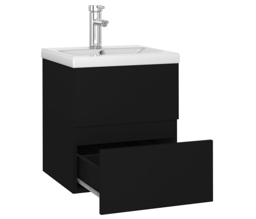 Mueble con lavabo negro madera contrachapada