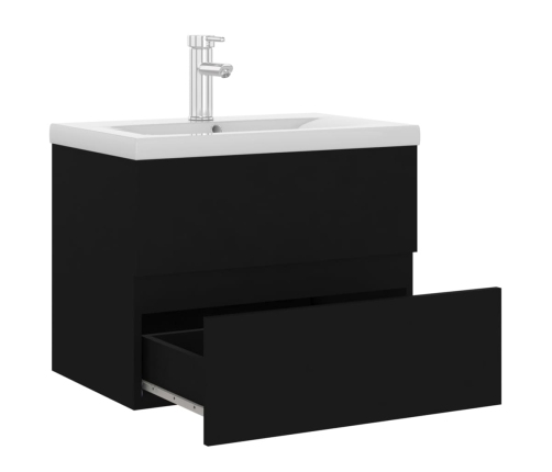 Mueble con lavabo madera de ingeniería negro