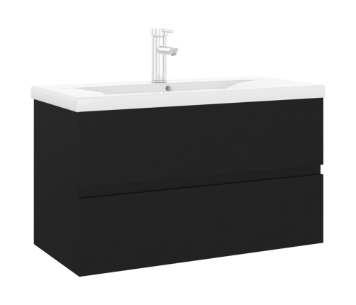 Mueble con lavabo madera de ingeniería negro