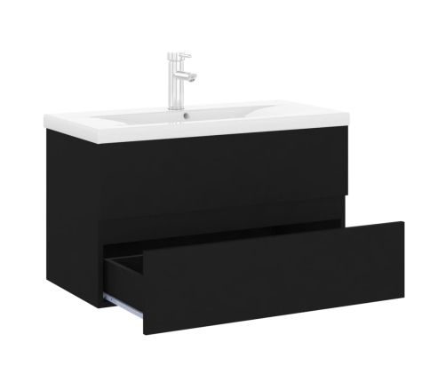 Mueble con lavabo madera de ingeniería negro