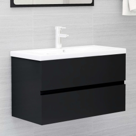 Mueble con lavabo madera de ingeniería negro