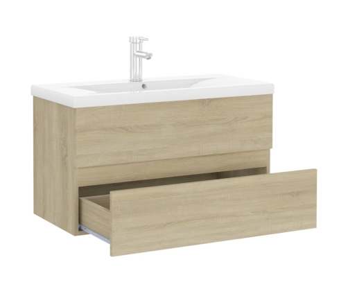 Mueble con lavabo madera de ingeniería roble Sonoma