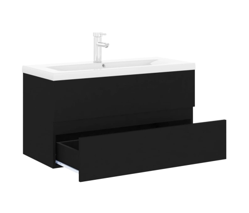 Mueble con lavabo madera de ingeniería negro