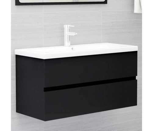 Mueble con lavabo madera de ingeniería negro