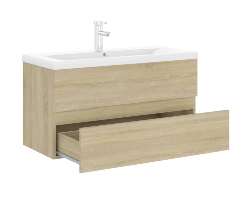 Mueble con lavabo madera de ingeniería roble Sonoma