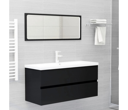 Mueble con lavabo madera de ingeniería negro