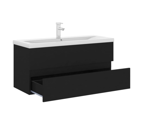 Mueble con lavabo madera de ingeniería negro