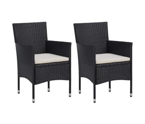 Juego de comedor para jardín 3 piezas negro