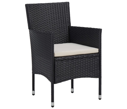 Juego de comedor para jardín 3 piezas negro