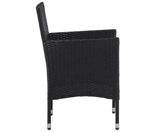 Juego de comedor para jardín 3 piezas negro