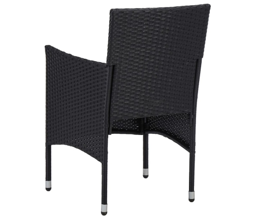 Juego de comedor para jardín 3 piezas negro