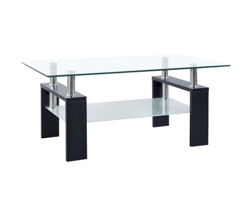 vidaXL Mesa de centro vidrio templado negro transparente 95x55x40 cm