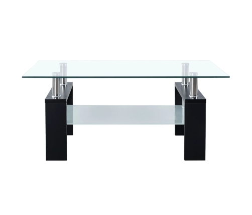 vidaXL Mesa de centro vidrio templado negro transparente 95x55x40 cm