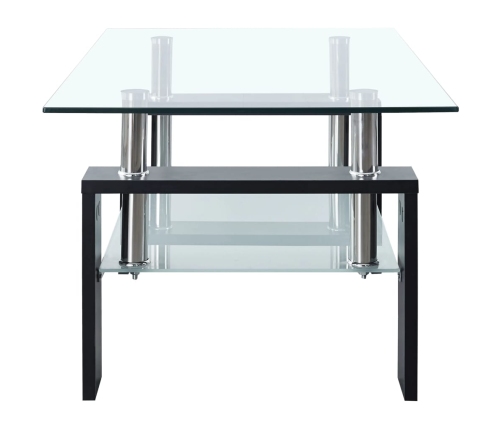 vidaXL Mesa de centro vidrio templado negro transparente 95x55x40 cm