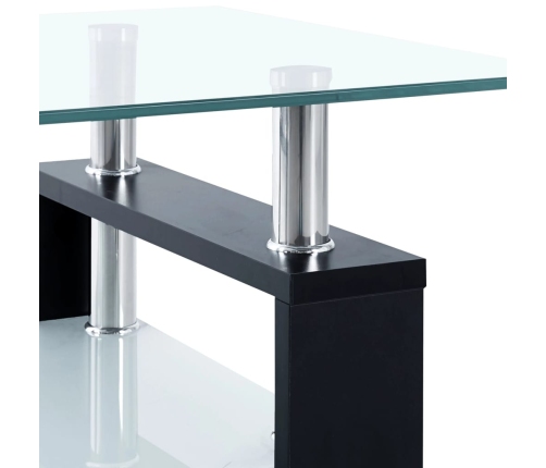 vidaXL Mesa de centro vidrio templado negro transparente 95x55x40 cm