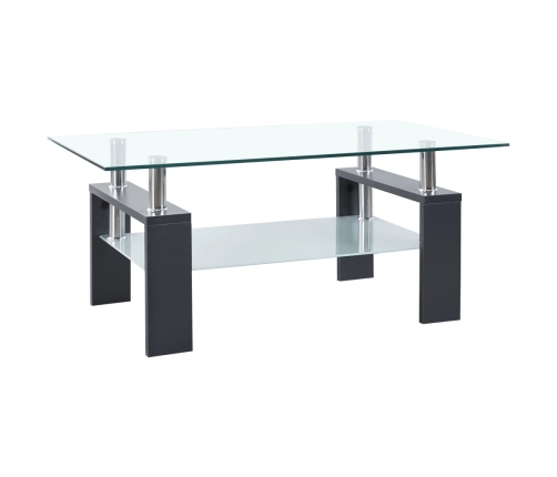 vidaXL Mesa de centro vidrio templado gris transparente 95x55x40 cm