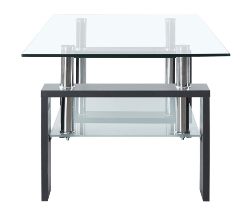 vidaXL Mesa de centro vidrio templado gris transparente 95x55x40 cm