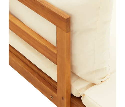 Tumbona 1 reposabrazos con cojines crema madera maciza acacia