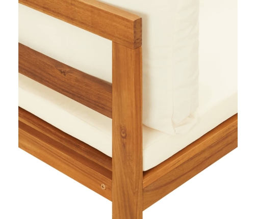 Sofá esquinero con cojines blanco crema madera de acacia