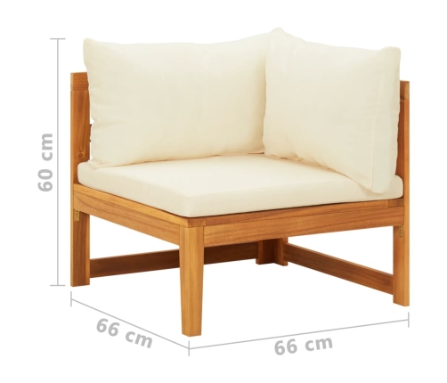 Set muebles de jardín 2 pzas cojines crema madera de acacia