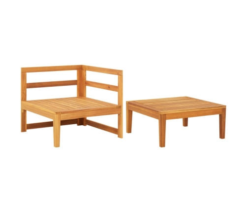 Set muebles de jardín 2 pzas cojines crema madera de acacia