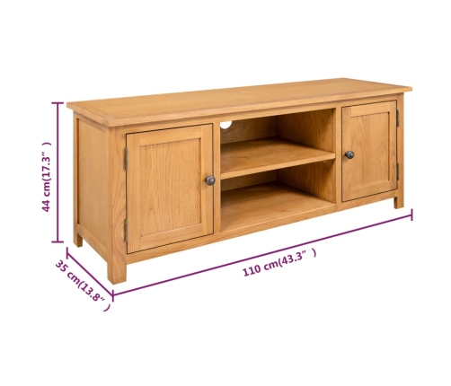 Mueble para el televisor madera maciza de roble 110x35x44 cm