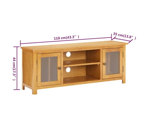 Mueble para TV madera maciza de roble 110x35x44 cm