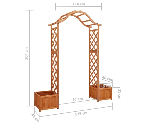 Pérgola de jardín con jardinera madera maciza de abeto