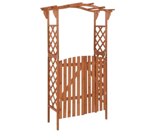 Pérgola con puerta madera maciza de abeto 116x40x204 cm