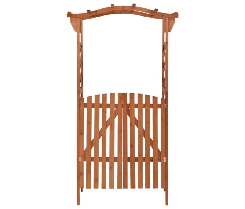 Pérgola con puerta madera maciza de abeto 116x40x204 cm