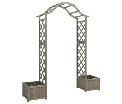 Pérgola de jardín con jardinera madera maciza de abeto gris