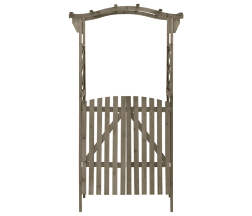 Pérgola con puerta madera maciza de abeto gris 116x40x204 cm