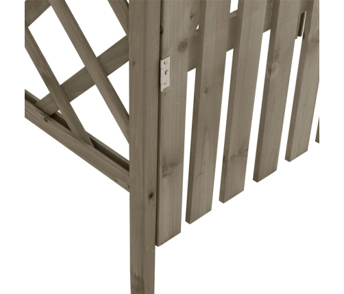 Pérgola con puerta madera maciza de abeto gris 116x40x204 cm